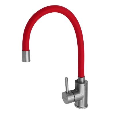 Смеситель для кухни красный АУРА гибкий